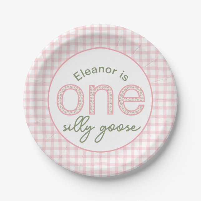 Personalised "One Silly Goose" Birthday Plate (Front)