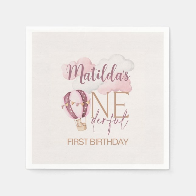 Personalised ONEderful 1st Birthday Paper Napkins (Front)