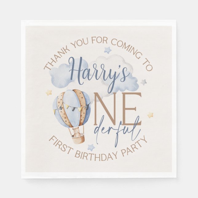 Personalised ONEderful 1st Birthday Party Napkins (Front)