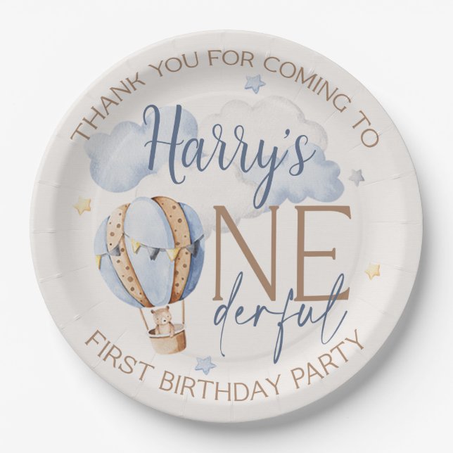 Personalised ONEderful 1st Birthday Party Plates (Front)