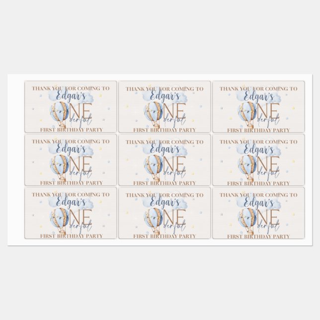 Personalised ONEderful 1st Birthday Party Stickers (Sheet)
