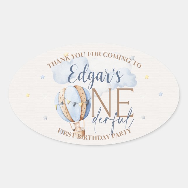 Personalised ONEderful 1st Birthday Party Stickers (Front)