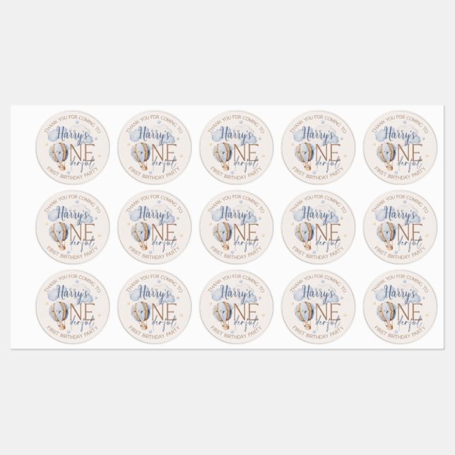 Personalised ONEderful 1st Birthday Party Stickers (Sheet)