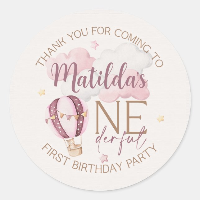 Personalised ONEderful First Birthday Stickers (Front)