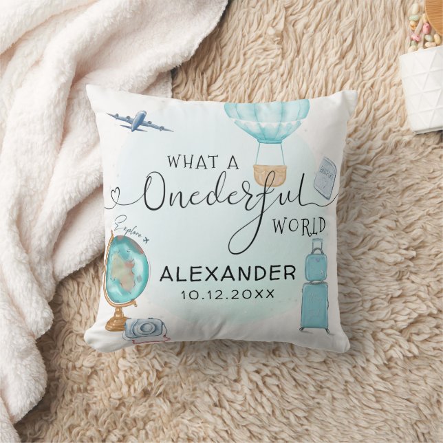 Personalised ONEderful World 1st First Birthday Cushion (Blanket)