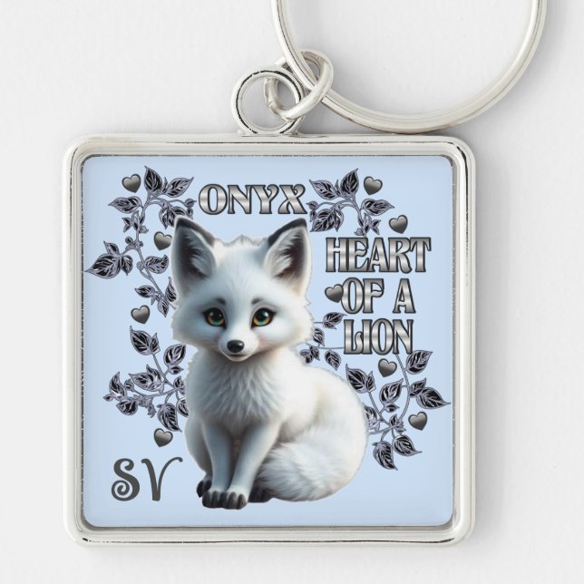 Personalised Onyx - Heart Of A Lion  Key Ring (Front)