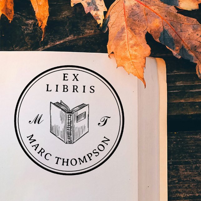 Personalised Open Book Classic Monogram Library Self-inking Stamp (Creator Uploaded)