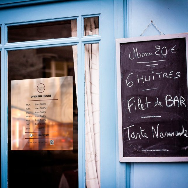 Personalised Opening Hours Window Cling (Creator Uploaded)