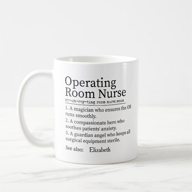 Personalised Operating Room Nurse OR Nurse Gift Coffee Mug (Left)