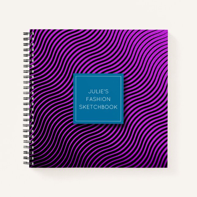 Personalised Optical Waves Sketchbook Notebook (Front)