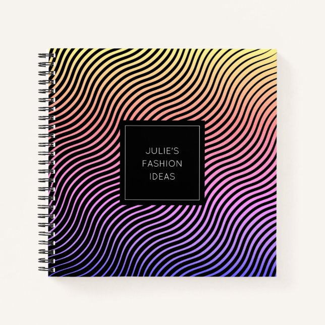 Personalised Optical Waves Sketchbook Notebook (Front)