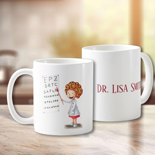 Personalised optometrist and nurse illustrated mug (Creator Uploaded)