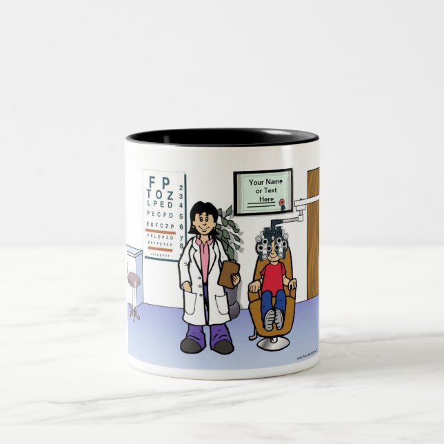 Personalised Optometrist - Female Cartoon Two-Tone Coffee Mug (Center)