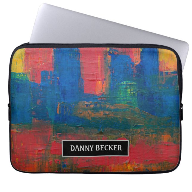 Personalised Orange Abstract Art Electronics Bag (Front)