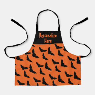 Personalised Orange and Black Bat Halloween Apron