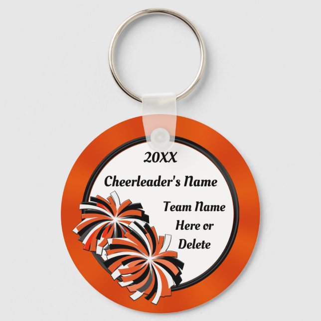 Personalised Orange and Black Cheer Keychains (Front)