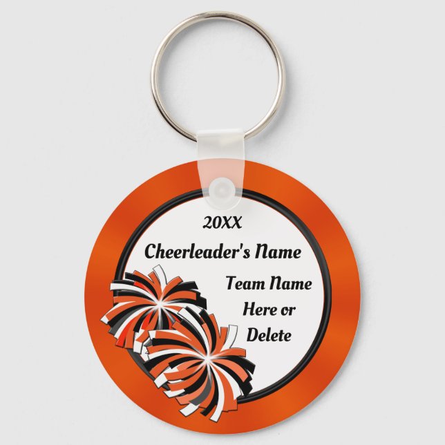 Personalised Orange and Black Cheer Keychains (Front)