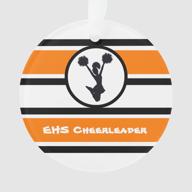 Personalised Orange and Black Cheerleader Ornament (Front)