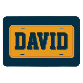 Personalised Orange and Navy Blue License Plate Magnet