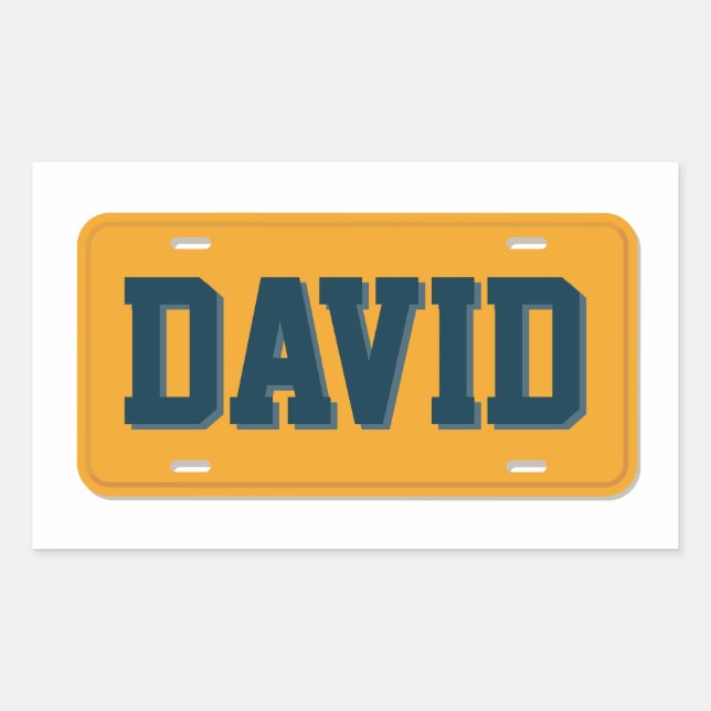 Personalised Orange and Navy Blue License Plate Rectangular Sticker (Front)