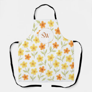 Personalised Orange and Yellow Floral  Apron