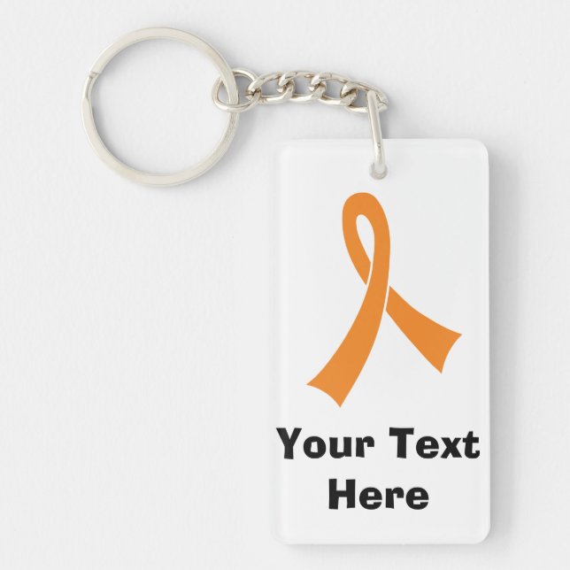 Personalised Orange Awareness Ribbon Key Ring (Front)