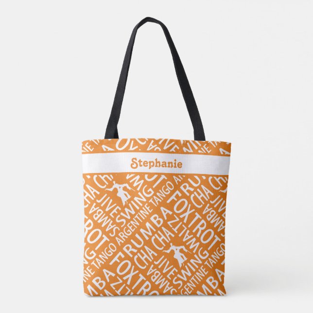 Personalised Orange Ballroom Dancing Tote Bag (Back)