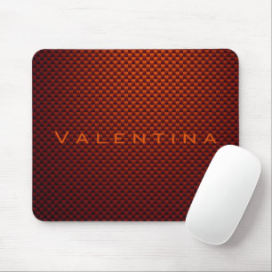 Personalised Orange Black carbon fibre patterned Mouse Mat