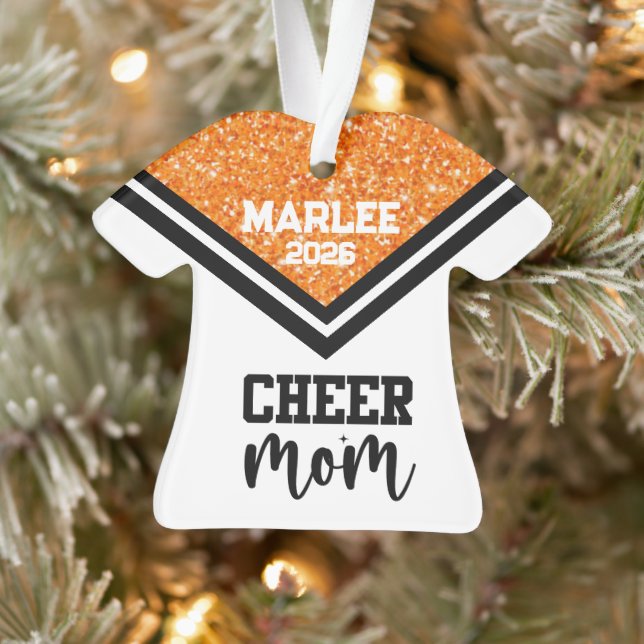 Personalised Orange & Black Cheer Mum Ornament  (Tree)