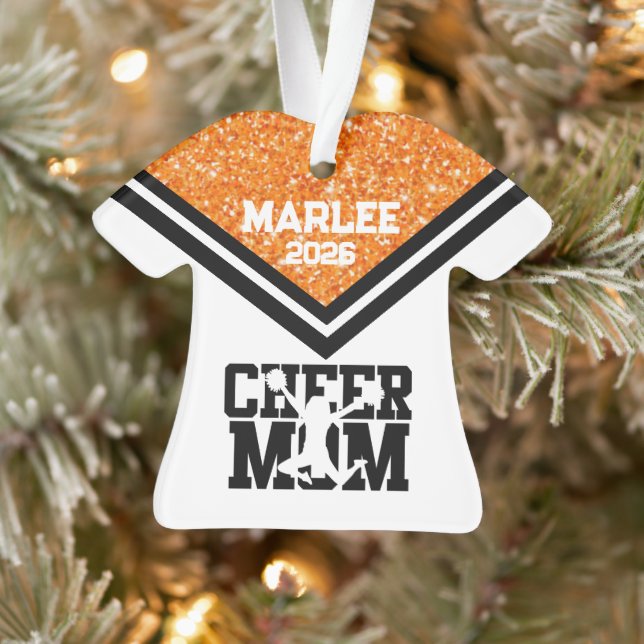 Personalised Orange & Black Cheer Mum Ornament  (Tree)