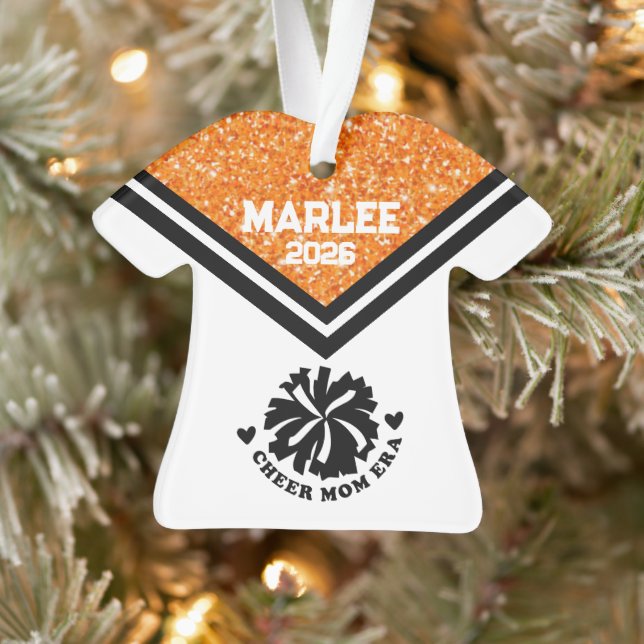Personalised Orange & Black Cheer Mum Ornament  (Tree)