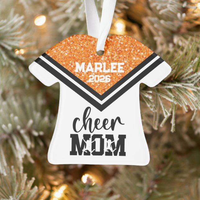 Personalised Orange & Black Cheer Mum Ornament  (Tree)