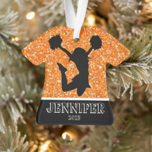 Personalised Orange & Black Cheerleading Ornament