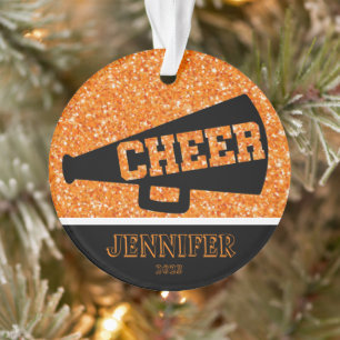 Personalised Orange & Black Cheerleading Ornament