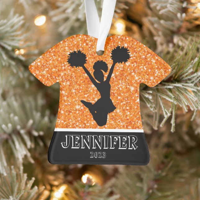 Personalised Orange & Black Cheerleading Ornament  (Tree)