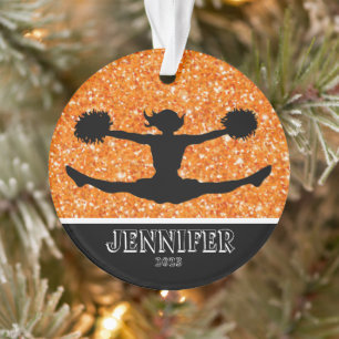 Personalised Orange & Black Cheerleading Ornament