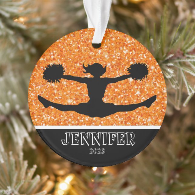 Personalised Orange & Black Cheerleading Ornament  (Tree)