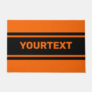 Personalised Orange Black Racing Stripes Doormat