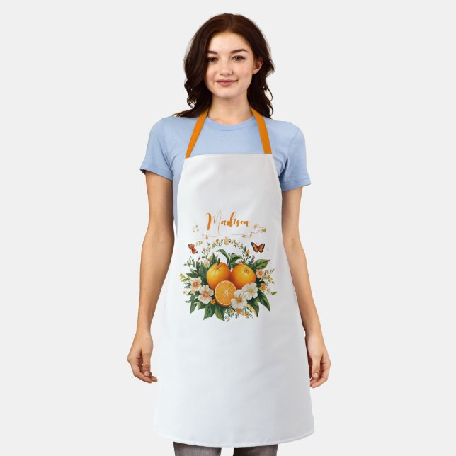 Personalised Orange Blossom All-Over Print Apron (Worn)