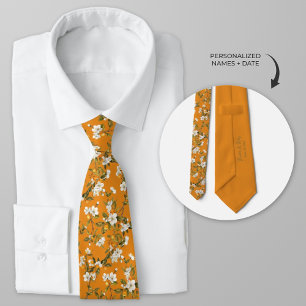 Personalised Orange Blossom Floral Watercolor Tie