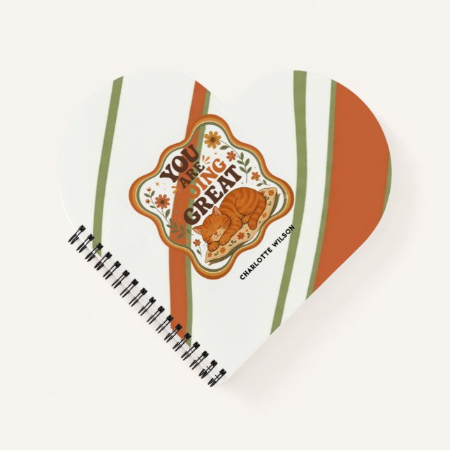 Personalised Orange Cat Christmas Notebook (Front)