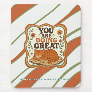 Personalised Orange Cat  Mouse Mat