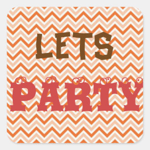Personalised orange-chevron square sticker