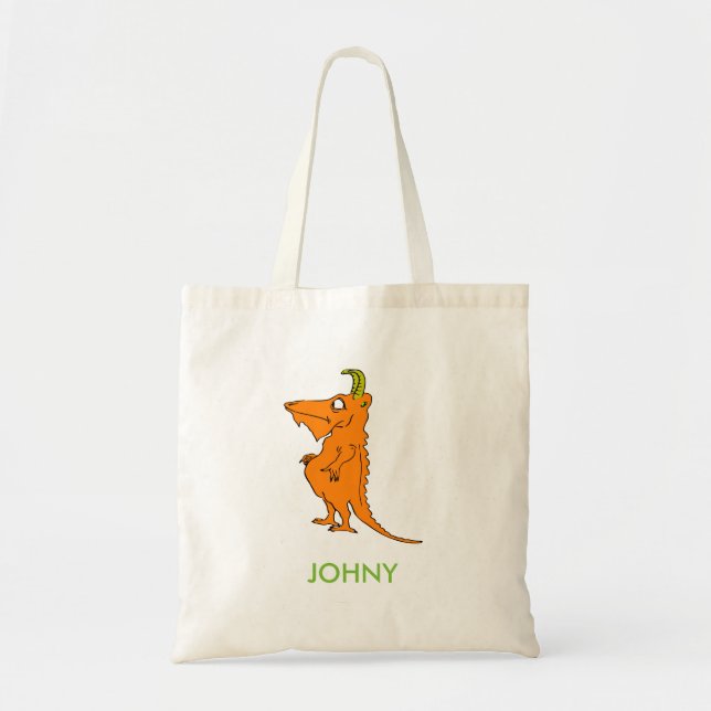 Personalised Orange Cute Dragon Tote Bag (Front)