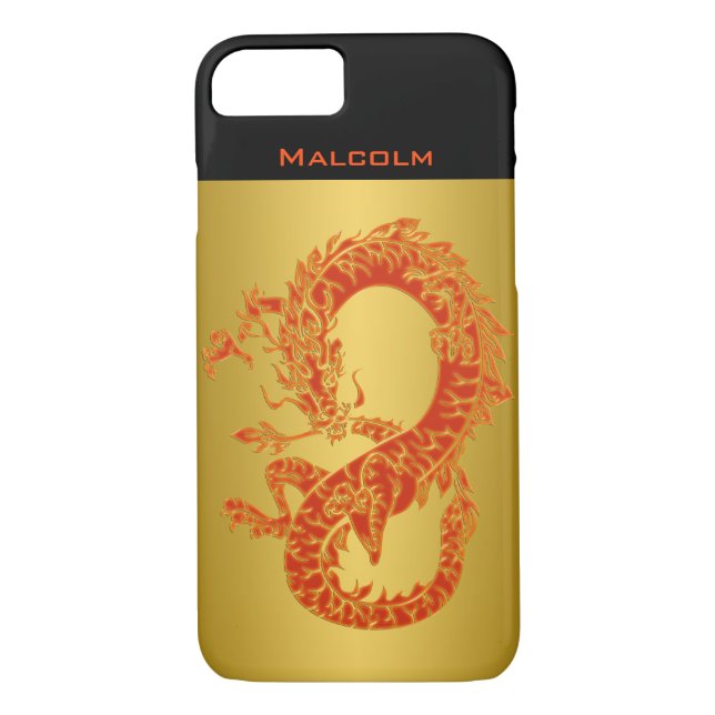 Personalised Orange Dragon 2 iPhone 7 Case (Back)