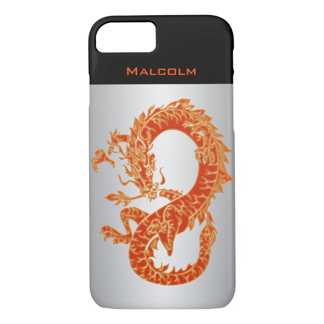 Personalised Orange Dragon iPhone 7 Case (Back)