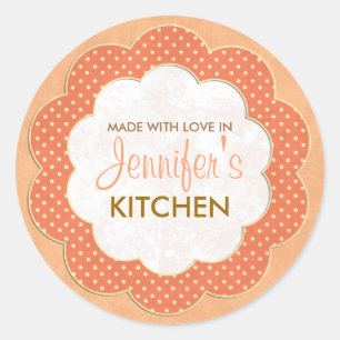 Personalised Orange Floral Dot Canning Stickers