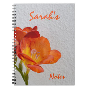 Personalised Orange Fressia Notebook
