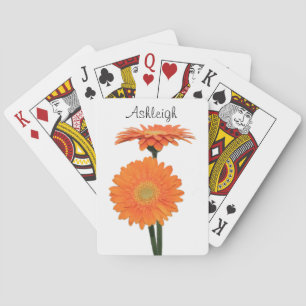 Personalised Orange Gerbera Daisies Playing Cards