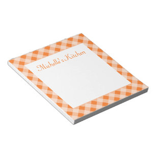 Personalised Orange Gingham Notepad